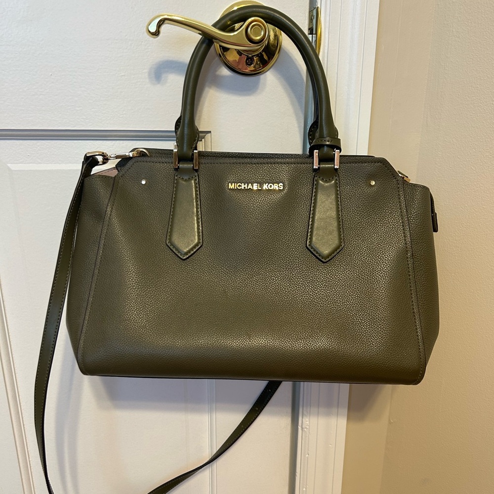 Michael Kors Olive Green Leather Satchel
